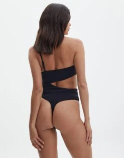 Supersoft One Shoulder Side Cut Out Bodysuit -Swoon Fashion sully peachy bodysuit black back tb95431pch