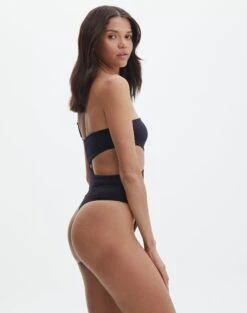 Supersoft One Shoulder Side Cut Out Bodysuit -Swoon Fashion sully peachy bodysuit black detail tb95431pch