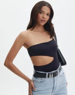 Supersoft One Shoulder Side Cut Out Bodysuit