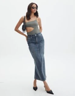 Supersoft One Shoulder Side Cut Out Bodysuit -Swoon Fashion sully peachy bodysuit cypress full tb95431pch