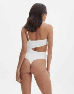 Supersoft One Shoulder Side Cut Out Bodysuit -Swoon Fashion sully peachy bodysuit milk back tb95431pch