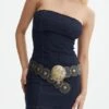 Brass Circle Detail Belt -Swoon Fashion suri circle belt black front be131016new 10