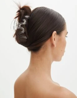 Sculpted Glitter Maxi Dress -Swoon Fashion swiggle claw clip clear front ha130787clp 2