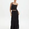 Linen Blend Tiered Maxi Skirt -Swoon Fashion t boppie tiered linen maxi skirt black front sl120340tlv
