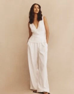 Linen Blend Pants 27 Linen Blend Pants -Swoon Fashion t co dallas linen pant white front pw115995tlv