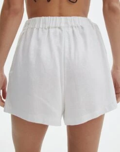 Linen Blend Tie Waist Shorts -Swoon Fashion t co dallas tie waist short white back sw123546tlv