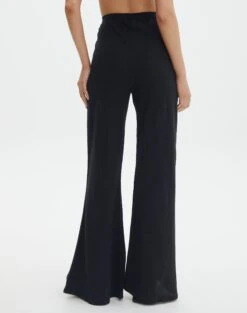 Linen Blend Wide Leg Pants -Swoon Fashion t co dizzy flared pant black back pw118952tlv