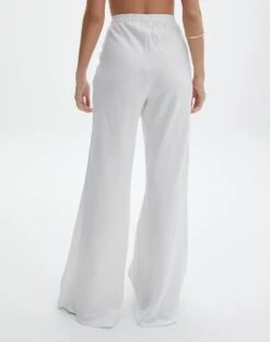 Linen Blend Wide Leg Pants -Swoon Fashion t co dizzy flared pant white back pw118952tlv
