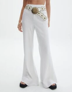Linen Blend Wide Leg Pants -Swoon Fashion t co dizzy flared pant white full pw118952tlv
