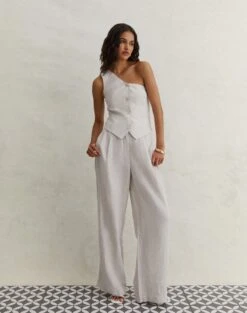 Linen Tailored Vest -Swoon Fashion t co harley tailored linen pant head in the sandmilk front pw120209tcd 1