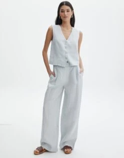 Linen Tailored Vest -Swoon Fashion t co harley tailored linen pant icecapmilk front pw120209tcd 1
