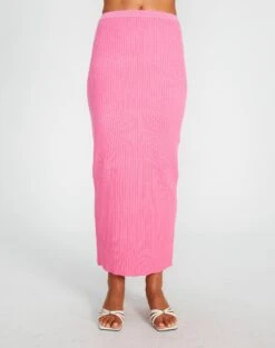 Slim-fit Rib Maxi Skirt -Swoon Fashion t co mango knit skirt smell the roses full sl62154tknt