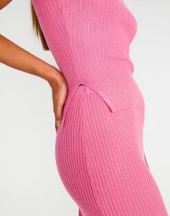 Slim-fit Rib Maxi Skirt -Swoon Fashion t co mango knit skirt smell the roses imageback sl62154tknt