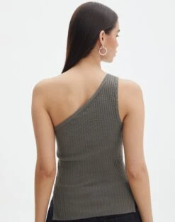 One Shoulder Split Side Knit Top -Swoon Fashion t co mango one shoulder knit cypress back kv55101tknt