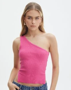 One Shoulder Split Side Knit Top -Swoon Fashion t co mango one shoulder knit lets go party front kv55101tknt