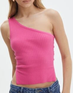 One Shoulder Split Side Knit Top -Swoon Fashion t co mango one shoulder knit lets go party imageback kv55101tknt