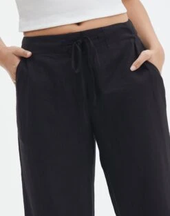 Tie Waist Linen Pant -Swoon Fashion t evie mr tie waist linen pant black imageback pw123196tlv