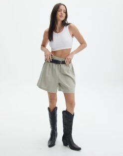 Knit Off The Shoulder Crop Top -Swoon Fashion t kez longline linen short sea mist front sw118936tlv