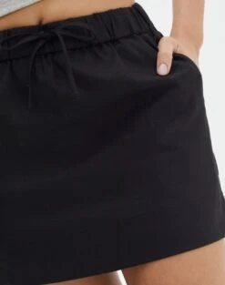 Linen Blend Mini Skirt -Swoon Fashion t mila tie waist mini skirt black imageback ss116071tlv