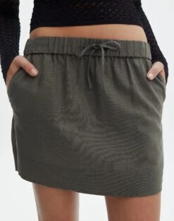 Linen Blend Mini Skirt -Swoon Fashion t mila tie waist mini skirt cypress full ss116071tlv