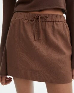 Linen Blend Mini Skirt -Swoon Fashion t mila tie waist mini skirt deep umber full ss116071tlv