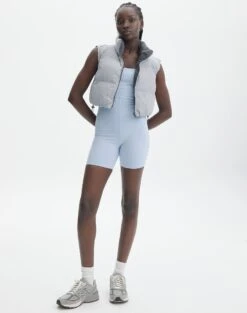 Reversible Cropped Puffer Vest -Swoon Fashion tabitha unitard blue melody front sw53952spo