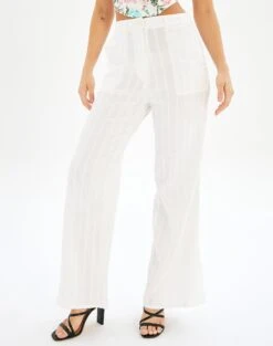 Tailored Side Split Mid Rise Pant -Swoon Fashion talia tailored crepe pant white front pw55252cot 2