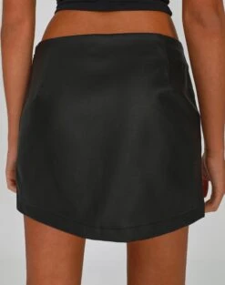Faux Leather Zip Mini Skirt -Swoon Fashion tara pu mini skirt black back ss106548pu