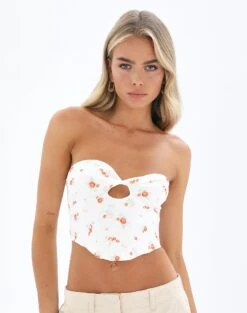 Split Tie Front Print Blouse -Swoon Fashion tarmi twist front corset carrot bunches front bv85333crb 1