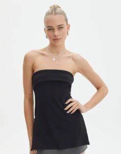 Ruffle Frill Tie Front Top -Swoon Fashion tatiana fold down side zip tube top black front bv124397pln