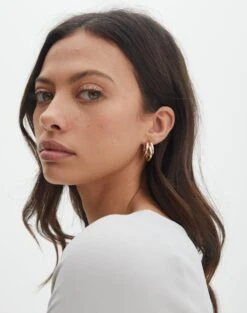 Double Button Tailored Pant -Swoon Fashion taurus triple hoop earrings gold front je109042ear 1