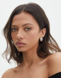 Oversized Cord Long Sleeve Shirt -Swoon Fashion taurus triple hoop earrings silver front je109042ear