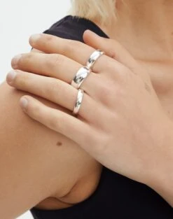 Chunky Ring 3 Pack -Swoon Fashion three gold rings silver full je52535rng