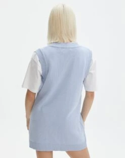 Oversized Vest Dress -Swoon Fashion twist oversized vest dress icecap back kd127875cot