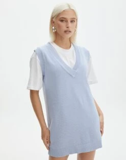 Strapless Denim Midi Dress -Swoon Fashion twist oversized vest dress icecap front kd127875cot 3