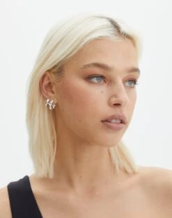 One Shoulder Split Side Knit Top -Swoon Fashion twisted plain hoop pack silver front je121822ear 1