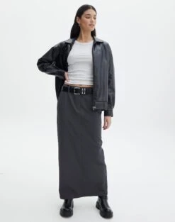 Luxe Lounge Modal Slim-Fit Maxi Skirt -Swoon Fashion tyla tailored maxi skirt well suited front sl128609pln 1