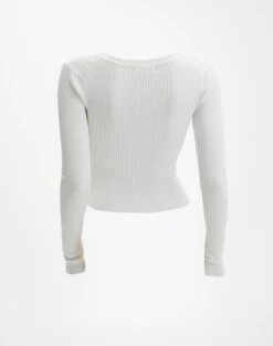 Ribbed V Neck Long Sleeve Knit -Swoon Fashion vance v neck milk back kl79068vn