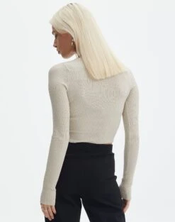 Ribbed V Neck Long Sleeve Knit -Swoon Fashion vance v neck what the shell back kl79068vn