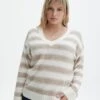 Print Knit V Neck Jumper -Swoon Fashion vivi v neck jumper rib stripe front kl78867rjac 1