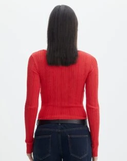 Twist Front Cut Out Long Sleeve Knit Top -Swoon Fashion volly varigated twist knit mulan red back kl103057ve