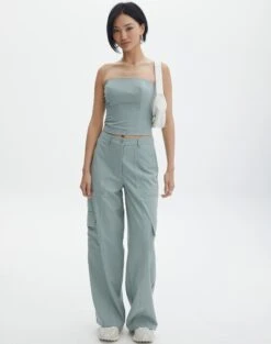 Strapless Stitch Detail Top -Swoon Fashion waverly wide leg pant its a big dill front pw55427gry 3