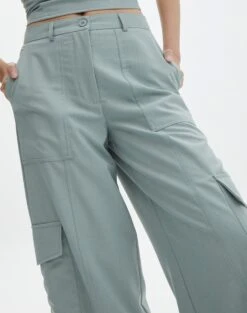 Mid Rise Puddle Cargo Pant -Swoon Fashion waverly wide leg pant its a big dill imageback pw55427gry