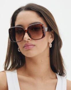 Platform Slipper -Swoon Fashion wintour oversized sunglasses tort front ga155061sun