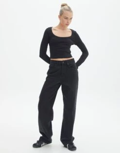 Swoon Fashion -Swoon Fashion wylie wide rib scoop black full tl53892prib