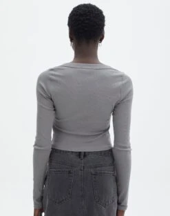 Cotton Scoop Neck Long Sleeve Top -Swoon Fashion wylie wide rib scoop gunsmoke back tl53892prib