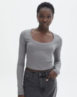 Ringspun Denim Skirt -Swoon Fashion wylie wide rib scoop gunsmoke front tl53892prib 1