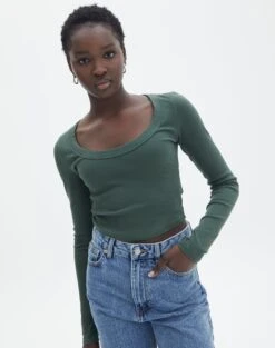 Ringspun Denim Skirt -Swoon Fashion wylie wide rib scoop thyme out front tl53892prib 1