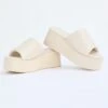 Platform Faux Leather Slide -Swoon Fashion yasmin platform slide bone front sh111104pu 3