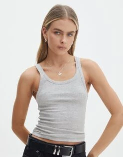 Cotton Racer Tank -Swoon Fashion yasmin racer tank pale grey marle front tv120874orib